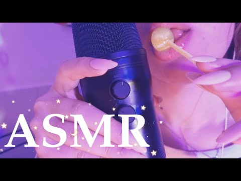 ASMR- EAR TO EAR lollipop licking 🍭✨️ ( really wet mouth sounds+ teeth taping)