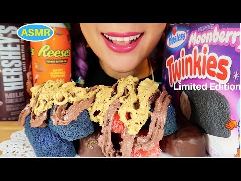 ASMR LIMITED EDITION MOONBERRY TWINKIE+RASPEBERRY ZINGERS| 한정판 문베리 트윙키 리얼사운드 먹방 |CURIE.ASMR