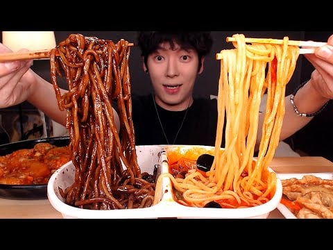 MUKBANG 이사 기념 중국집 짜장면,짬뽕 반반 짬짜면과 깐쇼새우 먹방! CHINESE FOOD BLACK BEAN NOODLES EATING SOUND![SIO ASMR 시오]