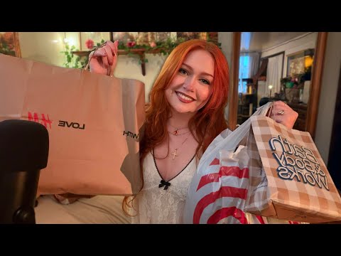 ASMR Close Whispered Shopping Haul 🌙 (Fire Crackling, Rambling)
