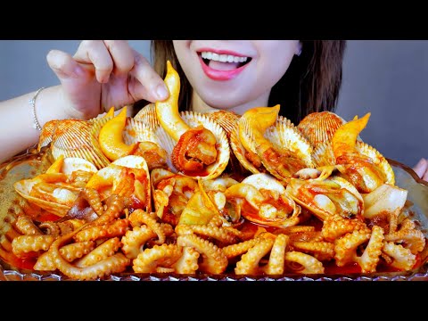 ASMR Spicy Elongate cockle and octopus EATING SOUNDS | LINH -SMR