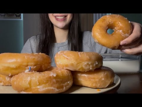 ASMR FRESH WARM GLAZED DONUTS *SOFT EATING SOUNDS*