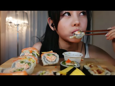 咀嚼音 ASMR 먹방 롤초밥  SUSHI EATING SOUNDS MUKBANG