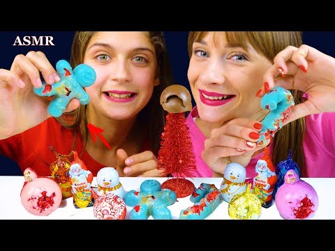 ASMR EDIBLE CHRISTMAS GINGER, SANTA CLAUS and CHOCOLATE TOYS 먹방 | LiLiBu ASMR