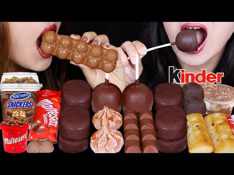 ASMR DARK TICO ICE CREAM, MALTESERS CHOCOLATE BAR, GIANT MOUSSE POP, SNICKERS CRUNCH, KINDER BUENO먹방