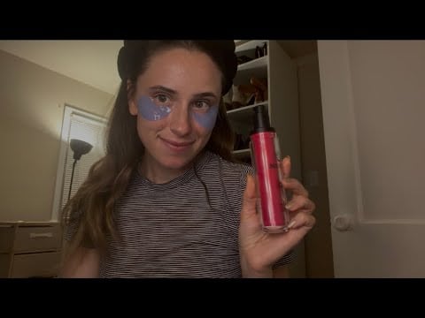 ASMR unwind for the night with me (skincare + chit chat) 😴 tingly whispers and tapping✨