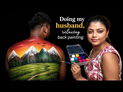 ASMR | Doing My Husband Relaxing Back Painting | 👩‍🎨😍