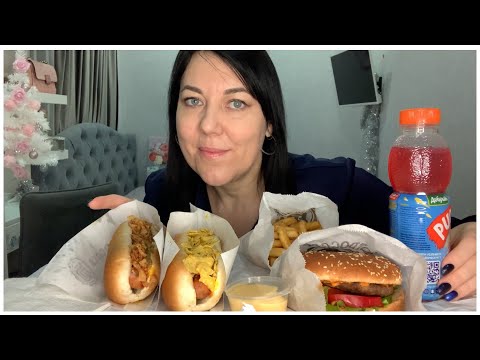 ASMR MUKBANG EATING/HOT DOGGER/BURGER HOT DOG FRENCH FRIES/БУРГЕР ДАТСКИЙ ДОГ ЧИЗ ДОГ КАРТОФЕЛЬ ФРИ