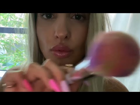 ASMR Kisses and Comforting / Motivating You (Whispered) w/ Face / Camera Brushing & Lip Gloss