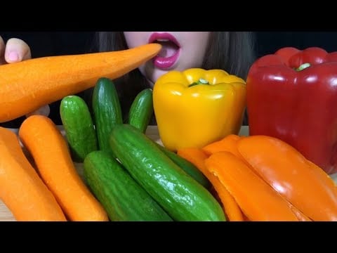 HEALTHY EATING ASMR Raw Veggie Platter - EXTREMELY SATISFYING Crunchy Eating Sounds