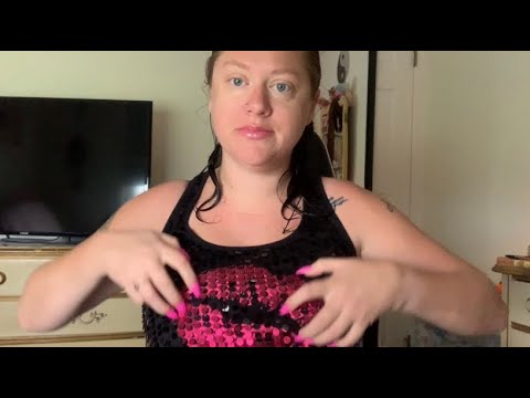 ASMR Fabric Scratching Sequin Shirt with Whisper Rambling (fast & aggressive)