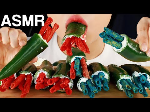 ASMR Takes Cream Cheese Jalapeños TikTok Trend 틱톡유행 타키스 크림치즈 할라피뇨 먹방 Mukbang Eating Sounds