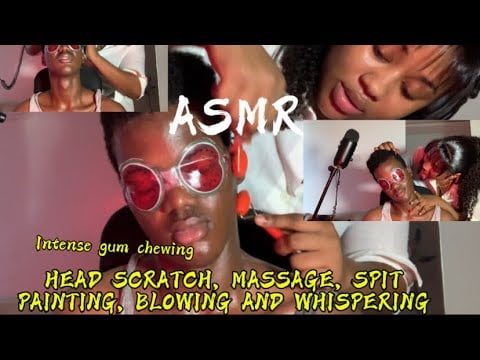 ASMR💫HEAD SCRATCH, MASSAGE, SPIT PAINTING, BLOWING AND WHISPERING