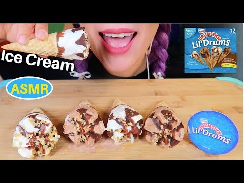 ASMR  MINI DRUMSTICK ICE CREAM CONES *CRUNCHY* | 미니 아이스크림콘 리얼사운드 | CURIE. ASMR