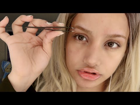 ASMR Plucking My Bleached Eyebrows