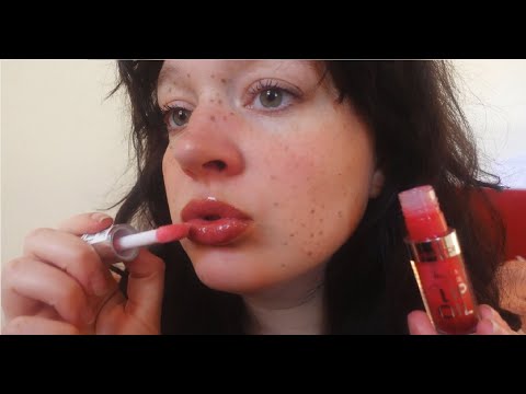 ASMR lip oil sounds and try on (no talking, intense mouth sounds, plumping, application)