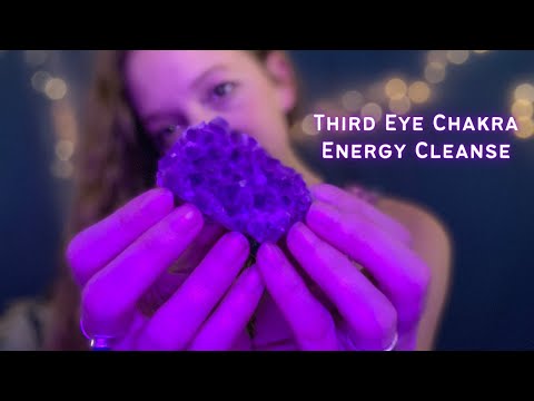 ASMR Third Eye Chakra Cleanse - Smoke Cleanse, Crystal Tapping/Combing, Third Eye Massage, Mantras