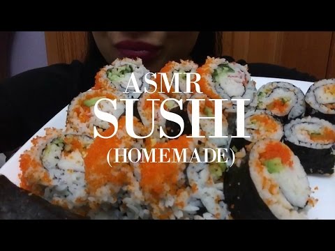 ASMR/MUKBANG SUSHI (HOMEMADE) California Roll EATING SOUNDS Light Whisper 먹방 | SAS-ASMR