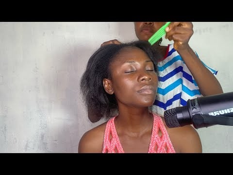 ASMR MY SISTER SCRATCHED MY HAIR FOR SLEEP WITH RELAXING GUM CHEWING