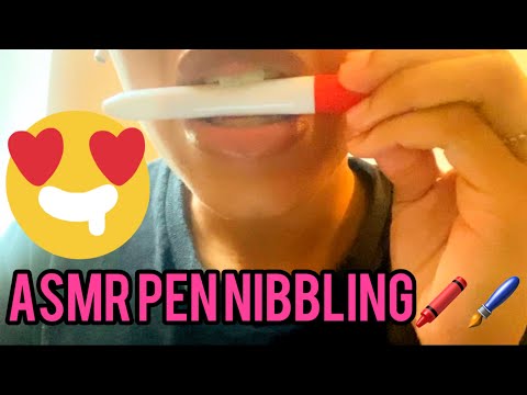 ASMR PEN NIBBLING 🖍️🖌️ #asmr #pen #nibbling