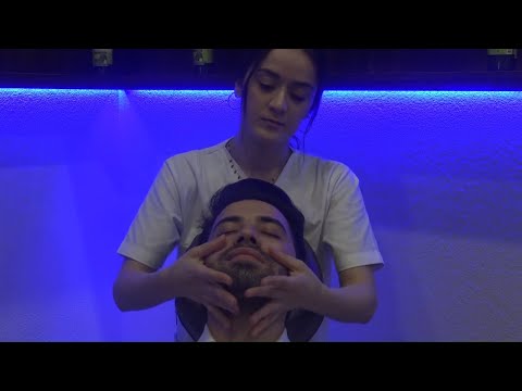 ASMR female physiotherapist technician massage = chair,back,arm,neck,face,sleep massage =uyku masajı