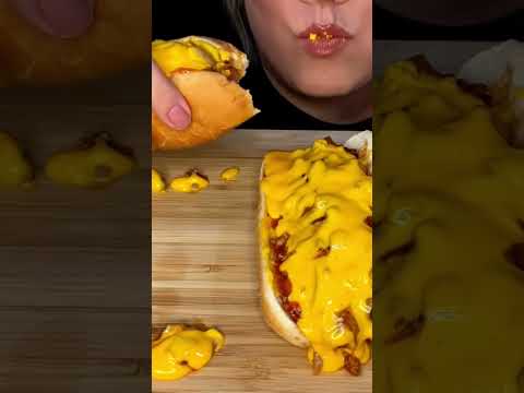 "Do You Dare Take On The *HUGE* Chili Cheese Hotdog?" #Shorts #ASMR #YouTube #ASMREating