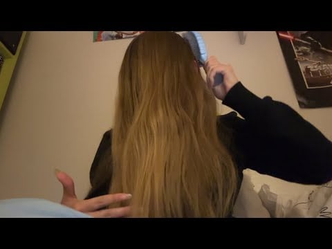 ASMR brushing hair over face