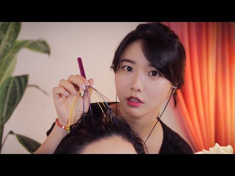 ASMR 인터뷰 온 학생 건식 두피마사지+헤어브러싱 해주기ㅣhead massage+brushing