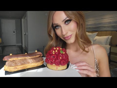 ASMR Eating Beautiful Desserts At The Bellagio! 🍰🍮