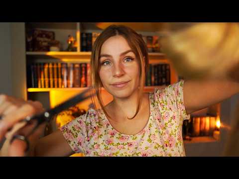 ASMR Hair CUTTING, CLIPPING & PARTING with Deeply Concerned HAIRSTYLIST | personal attention