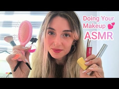 ASMR Doing Your Makeup 💄 - Real Camera Touching & Brushing - Whispering & Mouth Sounds #asmr #sleep
