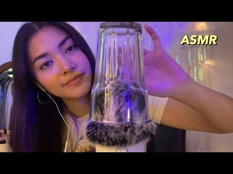 ASMR - brain massage loofah sounds & glass tapping