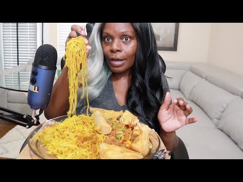 General Tso Sauce Singapore Noodles ASMR Eating Sounds