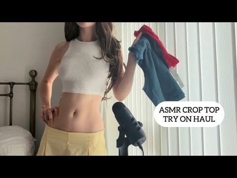 ASMR | Crop Top Try on Haul (fabric scratching, ruffling, etc.) 