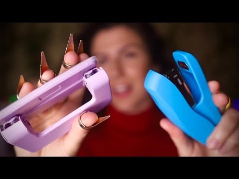 ASMR | MODIFICANDO SEU ROSTO COM ITENS DE PAPELARIA (efeitos de audio 3D)