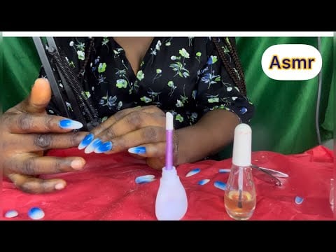 Asmr✨Cutting,fixing and painting my nails with bubblegum cracking. upclose asmr