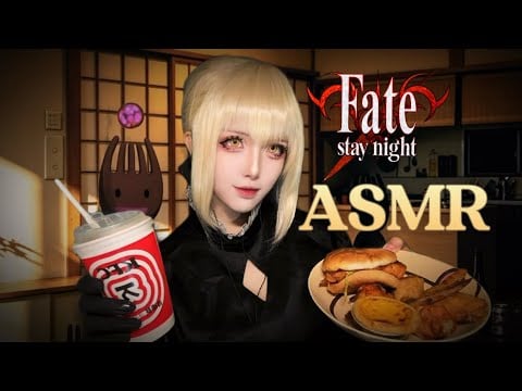 Saber Alter KFC Burger ASMR 🍔 Satisfying Eating Sounds