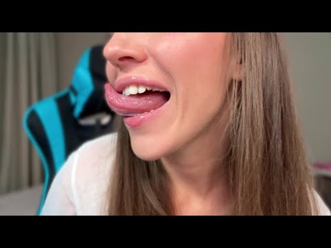 Spit painting and mouth sounds ASMR! Licking lens! Magic tongue wave!