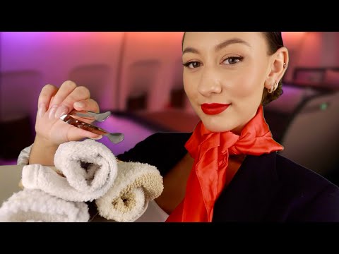 ASMR First Class Flight Attendant Roleplay ✈️  In-Flight Facial, Menu Reading & Personal Attention