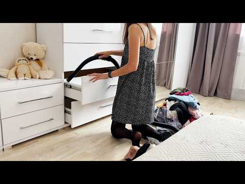 Cleaning out the dresser, folding clothes. Bosch vacuum cleaner