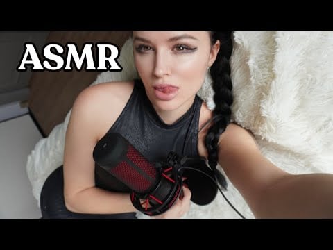 Mila ASMR - Full Body Leather Scratching - Mouth Kissing Sounds - Snake Outfit