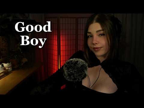 ASMR good boy with mouth sounds and fluffy mic cover