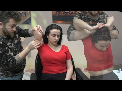 ASMR FEMALE THROAT MASSAGE=NECK CRACK=TURKISH BARBER=head,ear,face,back,palm,arm,gripes,foot massage