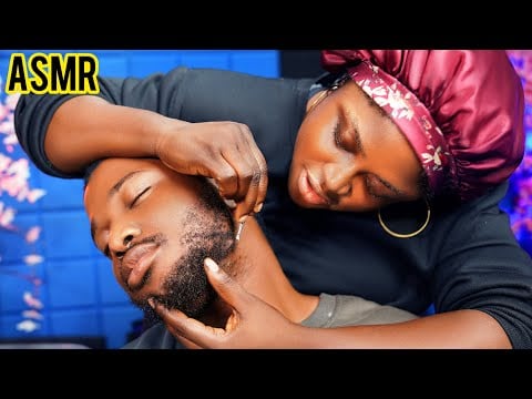 ASMR relaxing beard nitpicking,neck massage,no talking ingrown hair pullout, ear and nape massage 