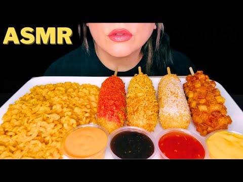 ASMR KOREAN CORN DOGS + BULDAK RAMEN MUKBANG (NO TALKING)