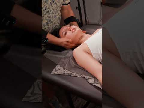 Unique painful chiropractic adjustment and massage for Christina #chiropractic