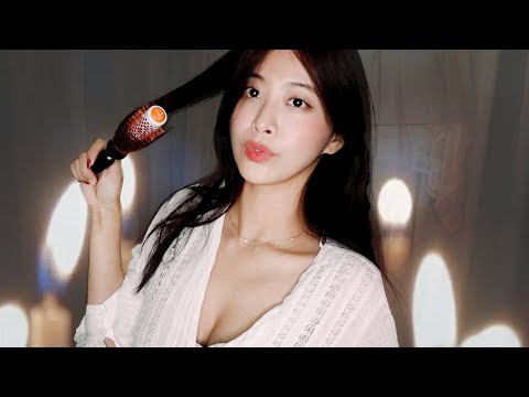 ASMR l Relaxing Fireplace, Sleepy hair Brushing😴