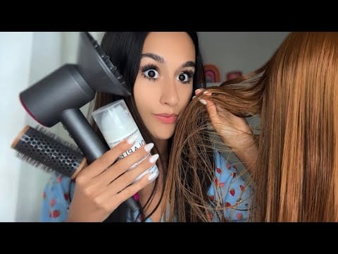 ASMR| OBSESSED bestie does your hair at a SLEEPOVER😳