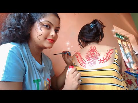 ASMR |  Doing My Sister Relaxing Back Painting | 🎨 🖌️