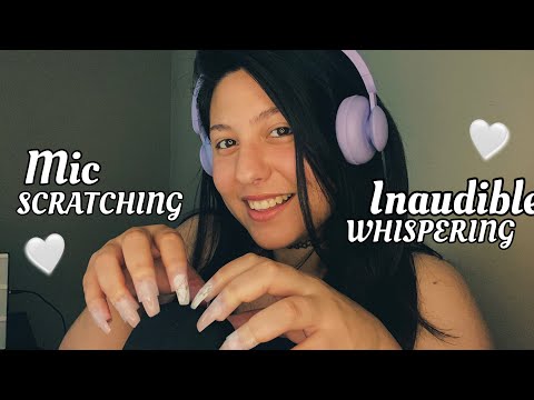 ASMR~ ✨Mic Scratching & Inaudible Whispering (+ hand movements)✨